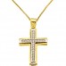 Χρυσός βαπτιστικός σταυρός δύο όψεων Κ14 με αλυσίδα
